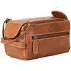 Bolsa de tocador de cuero de búfalo de alta calidad para hombre, estilo europeo y americano, para viajes de negocios, bolsa cosmética portátil, bolsa de almacenamiento de tocador para viajes
