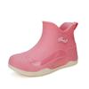 Botas de lluvia de moda cálidas para mujer, botas de lluvia antideslizantes de caña corta, para camping, chef, resistentes al desgaste, con forro polar de algodón, zapatos de agua, venta al por mayor