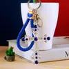 Llavero de Cruz de Perlas con Cuerda Trenzada para Coche, Colgante con Anilla de Metal para Hombres y Mujeres, Regalo Creativo Transfronterizo