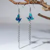 Aretes de Gancho de Plata Tailandesa Vintage, Artesanía de Pegamento, Cloisonné, Plata de Ley 925, Accesorios para Aretes DIY, Borla Larga, Aretes de Mariposa