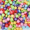 Miçangas do Alfabeto Inglês Feitas à Mão Miçangas Soltas Pulseira Colar Corrente de Celular Pingente Pulseira Acessórios de Joias DIY