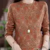 Camisa Básica Elegante de Manga Larga con Estampado y Cuello Redondo, Moda Otoño 2025, Tendencia para Mujer