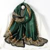 Bufanda de seda larga con estampado de brocado de nubes de alta calidad, elegante, de satén y seda sintética, para dama, con protección solar
