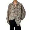 Camisa Floral Retro de Manga Larga Estilo Hong Kong para Hombres y Mujeres, Estilo Perezoso, Caída Suelta, Seda Helada Delgada, Nicho, Camisa Protectora Solar para la Playa