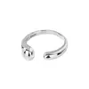 Anillo Simple Versátil Estilo Japonés y Coreano para Mujer Plata de Ley S925 Viento Frío Ins Europeo y Americano Anillo Abierto Asimétrico de Onda para Dedo