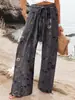 2026 Ropa de Mujer Transfronteriza Amazon Nuevo Cintura Alta Casual Holgado Pierna Ancha Pantalones Y2 Comercio Exterior Estampado Digital
