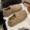 Mocasines de suela gruesa para mujer, botas de nieve forradas de felpa para otoño e invierno, zapatos de algodón, zapatos Birkenstock sin cordones de nuevo estilo 2026