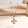 Colar Brincos Conjunto Flor de Quatro Pétalas Luxo Leve Estilo Coreano Alta Qualidade para Mulheres Cravejado com Zircônia Cheio de Diamantes Popular Versátil Corrente Clavicular