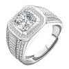 Anel Super Brilhante Totalmente Cravejado de Diamantes de Primeira Linha, Anel de Diamante Imitação Moissanite Brilhante e Chamativo, Anel de Quatro Garras de Três Quilates para Cavalheiros