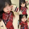 Bufanda Cuadros Linda 2025, Engrosada para Otoño e Invierno, Chal Dulce de Estudiante, Cálida y Versátil, Nuevo Calentador de Cuello Estilo Coreano