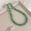 "Oz" Nuevo Collar Chinoiserie de Jade Blanco con Perlas Verdes Cadena para Clavícula de Piedra Natural Fresca Accesorios para Mujer