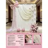 Ins hotel banquete de noivado decoração conjunto completo de cortinas de tecido decoração do quarto de noiva noiva casamento fundo de foto para o vestido da manhã da noiva