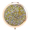 Espelho de Maquiagem Cravejado de Diamantes com Strass Redondos, Cheio de Diamantes Brilhantes, Espelho de Bolso Portátil, Espelho Dobrável de Mão
