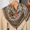 Lenço de Seda Hangzhou Seda Artificial Linho Feminino Primavera & Outono Estilo Nacional Retrô Lagoa de Lótus 70 Quadrado Lenço Chinês Lenço para Mãe