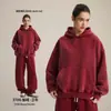 Moletom Masculino Tendência Outono e Inverno Novo Estilo Versão Curta Larga Boxy com Lavagem Desgastada e Visual Vintage