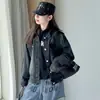 Conjunto de Tres Piezas para Niñas Otoño Nuevo Estilo Estilo Americano Sudadera con Capucha Chaqueta de Mezclilla Pantalones de Trabajo Rayados Estudiante de Secundaria Pantalones de Pierna Ancha Chaqueta