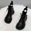 Botas Martin para Mujer Estilo Británico 2026 Otoño/Invierno Nuevas Negras Con Felpa Adelgazantes Botines Cortos Suela Plana Cremallera Lateral Versátiles Botas Individuales