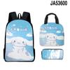 Mochila escolar con diseño de perro canela y orejas grandes de Sanrio, bolsa para el almuerzo para niños, estuche para lápices, juego de tres piezas