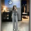 2026 Roupa Esportiva Casual Cinza da Moda Feminina Outono e Inverno Jaqueta com Zíper Calça de Perna Larga Conjunto Esportivo de Duas Peças