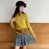 Camiseta Térmica de Forro Polar para Niñas Estilo Otoño/Invierno para Niños Medianos y Mayores Manga Larga Cuello Medio Alto Fruncido Top Cálido Ropa Interior para Niñas