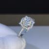 Imitación de platino pt950 importado de Estados Unidos con placa de diamante Mosane, HW con anillo abierto, bolsa cuadrada, anillo para mujer, micro incrustación, moda