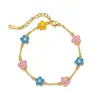 Pulsera de Flor Dopamina Fresca y Dulce de Nuevo Estilo para Mujer, Diseño de Nicho con un Toque de Lujo, Joyería al por Mayor de Pulsera de Cinco Flores