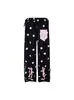 Pantalones Casuales de Pierna Ancha con Cordón y Estampado Completo de Lunares Estilo Retro Americano para Mujer, Nuevo Modelo de Primavera con Diseño de Hello Kitty con Pedrería, Pantalones Fluidos de Largo Hasta el Suelo