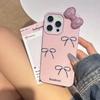 Estuche con lazo de perla y diamante con destellos de color sólido para iPhone 16, Apple 15, ProMax, 13, niña 14