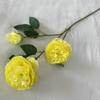 Flor de Seda de Peonía Simulada de 3 Cabezas Estilo Europeo Boda Decoración del Hogar Flor Falsa Arreglo para Arco de Boda Flor de Peonía Simulada