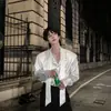 Camisa de cuero de manga larga para hombre de la marca trendy Yang Yifan, nueva colección primavera 2026 estilo coreano casual trendy negra para otoño