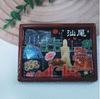 En stock, pegatinas de madera para refrigerador con pegamento magnético suave, lugares escénicos culturales y creativos de la ciudad de Shantou, Chaozhou, Shanwei, recuerdo turístico para refrigerador.