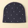 Gorro de Tricô com Strass Estilo Europeu e Americano Transfronteiriço para Mulheres, Gorro de Inverno e Outono com Caimento Solto, Gorro Quente sem Aba
