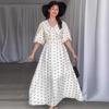 Vestido sencillo y dulce coreano con solapa y estampado de puntos ondulados para mujer, moda europea y americana de Amazon, novedad de verano de 2024