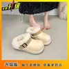 Chinelos Fechados Populares da Moda para Mulheres Outono e Inverno 2025 Nova Moda Versátil Pelúcia Quente Chinelos Fechados para Mulheres