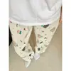 Pantalones casuales rectos holgados para casa, nuevo estilo verano 2026, pantalones de pijama con estampado de dibujos animados lindos, pantalones largos para caminar