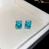 Cubo de Sal Marinho! Brincos Quadrados de Zircônia Azul, Brincos de Luxo Leve de Alta Qualidade, Modernos e Versáteis, Brincos Frescos e Simples para Mulheres