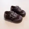 Zapatos de piel para niña con estampado de leopardo retro y doble hebilla, colección de otoño 2026, suela plana, cómodos, versátiles y elegantes planos