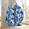 Estación Independiente 2025 Moda Femenina Temu Chaqueta de Algodón Plisada con Estampado Digital a Rayas y 6 Botones Chaqueta de Algodón para Mujer