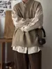 Chaleco suéter de punto casual retro estilo japonés para primavera y otoño, unisex, estilo preppy, color liso, diseño neutro, chaleco de moda para pareja