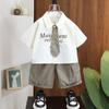 7236 Conjunto de Camisa de Verano y Shorts para Niños 2026 Nuevo Estilo Ropa Delgada para Bebés Conjunto de Dos Piezas de Manga Corta para Niños