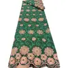 Estilo Étnico Planta Floral Bordado 3D Tecido de Algodão Vazado Roupas Femininas Africanas Tecido Bordado para Banquete Tissu