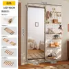 Espejo de Tocador con Tablero Perforado Seleccionado Cuidadosamente con Espejo de Cuerpo Entero Deslizante Oculto Integrado, Se Puede Cerrar, Espejo para Montar en la Pared para Recibidor