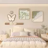 Pintura Decorativa de Cabeceira de Quarto Estilo Creme Pintura de Parede de Fundo de Sala Pintura de Parede Simples Borboleta Estilo Madeira Abstrato Sentido Avançado