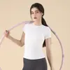 Camiseta de yoga ligera, transpirable, de cuello redondo, versátil, de alta elasticidad, que absorbe la humedad, adelgazante, ajustada, top deportivo y de fitness