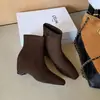 Botines Cuadrados Coreanos de 9 cm de Altura Elegantes y Delgados para Mujer 2026 Nuevos Botines con Cremallera Lateral de Tacón Alto Moda para el Trabajo