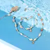 Joia da Moda de Comércio Exterior Pulseira de Contas de Arroz de Concha Turquesa Pulseira com Pingente de Estrela-do-Mar de Praia Pulseira de Contas de Cristal de Concha