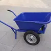Carrinho de Mão Reforçado com Rodas Duplas para Uso Doméstico, Carroça Basculante com Rodas Duplas para Obra, Veículo de Transporte de Solo e Fertilizante para Fazenda e Jardim