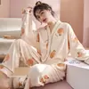 Pijama Nuevo Estilo Otoño e Invierno 2024 para Mujer Manga Larga Estilo Delgado Estilo Celebridad de Internet INS Venta Caliente Conjunto de Cárdigan Casual para el Hogar