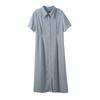 Hombro Derecho Aspecto Adelgazante en la Cintura Ropa de Trabajo Vestido Verano Nuevo Talla Grande Camisa Polo para Mujer Falda Larga 250451
