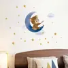 BR-YG022 Pegatinas de Pared Autoadhesivas de Estrella Luna Oso Pescador de Dibujos Animados Luminosos Pegatinas Decorativas para Sala de Estar Habitación Infantil